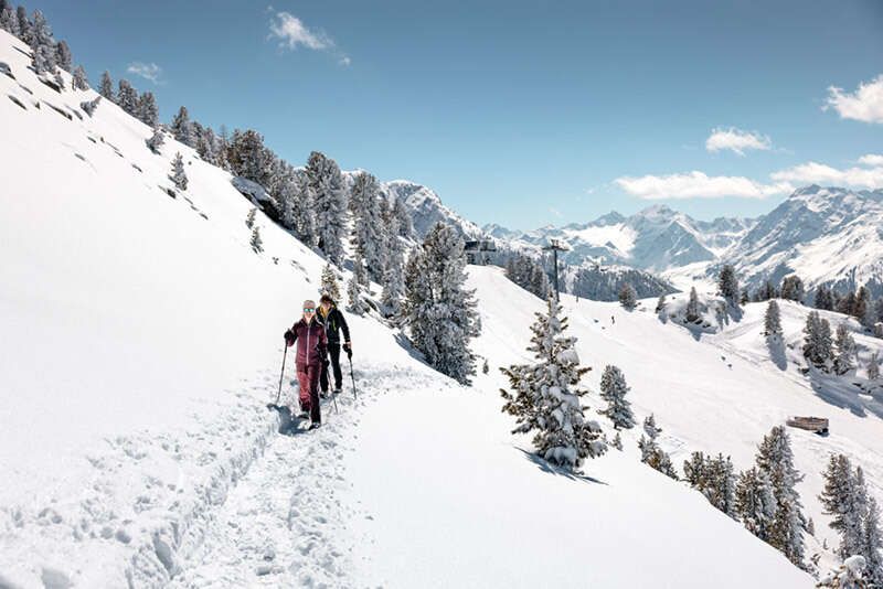 Snowshoeing in Hochötz in winter